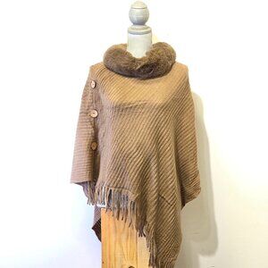 💖💖 Faux Fur Poncho Brown